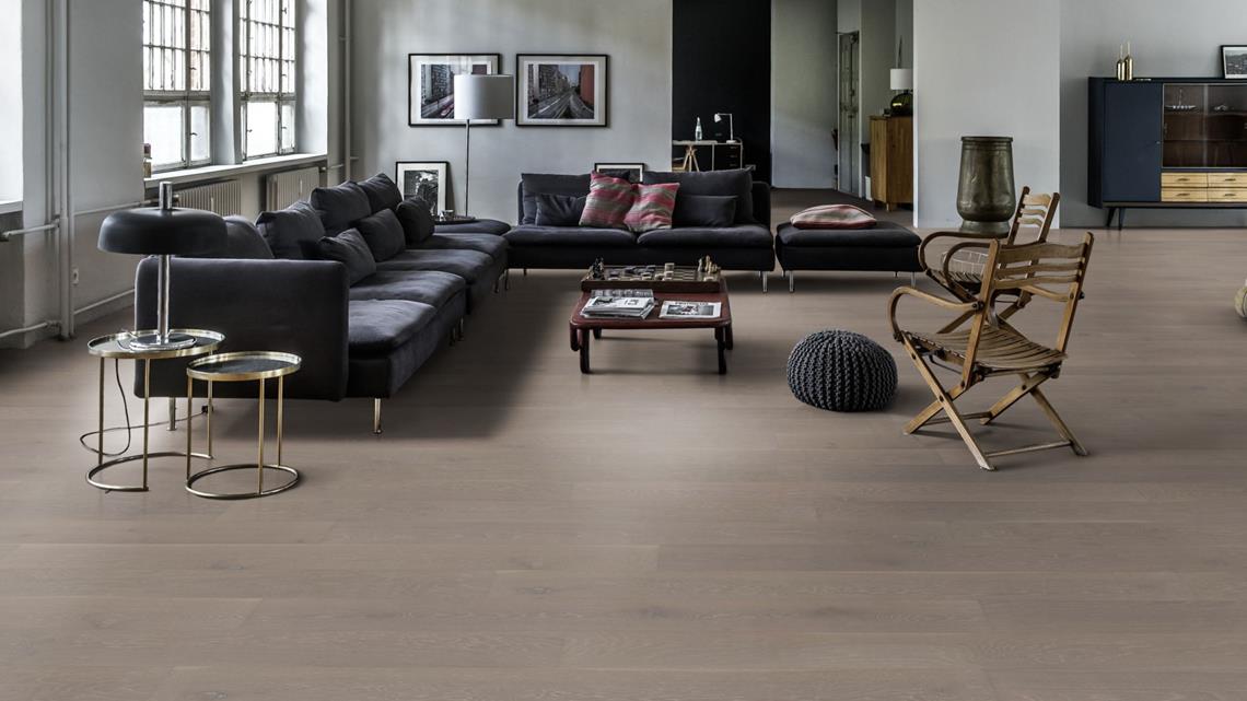 Parchet triplu stratificat Kahrs Stejar Nouveau Taupe, 2000 x 187 x 15 mm