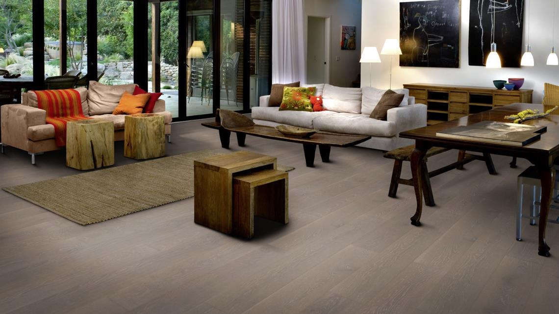 Parchet triplu stratificat Kahrs Stejar Nouveau Taupe, 2000 x 187 x 15 mm