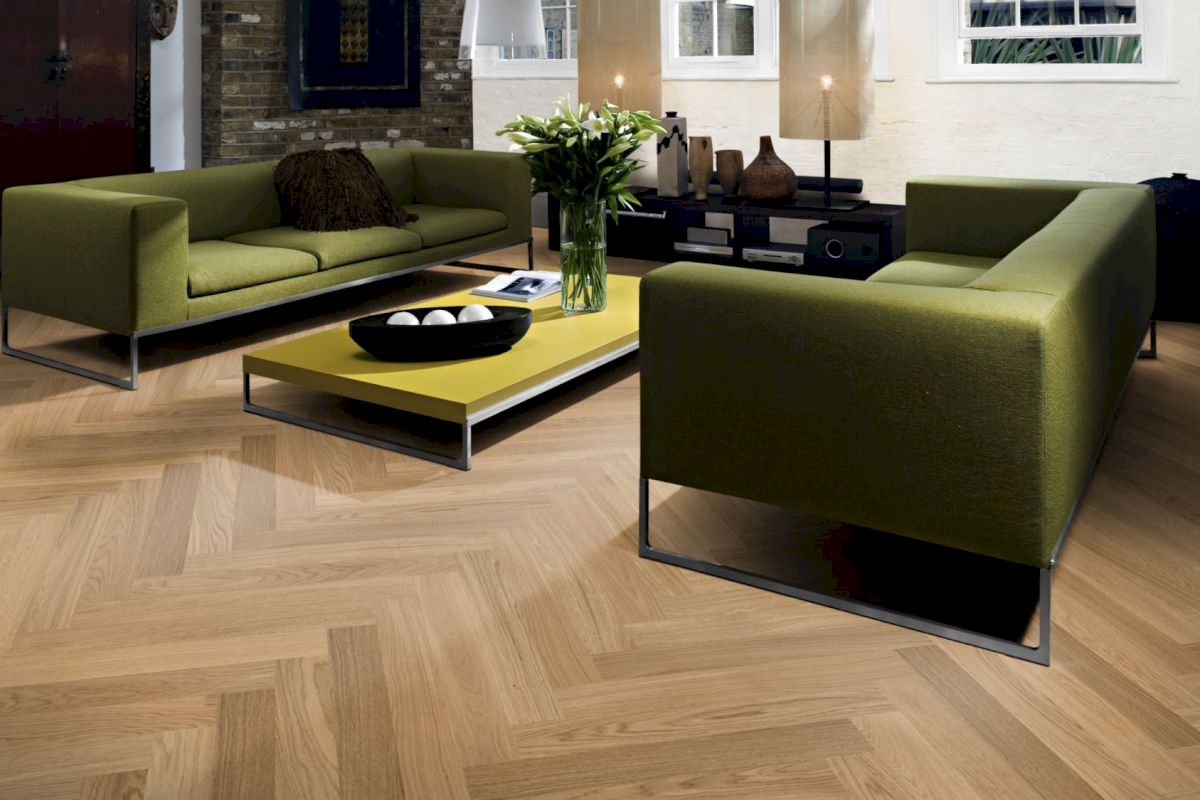 Parchet triplu stratificat Herringbone Kahrs Stejar AB Natural Matt, 490 x 70 x 11 mm