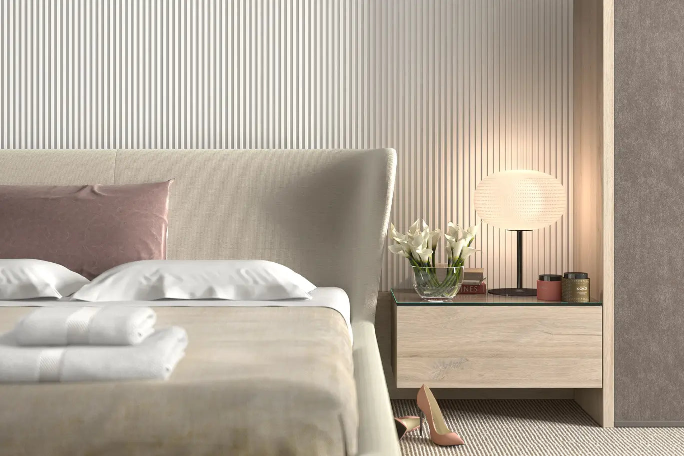 Riflaj decorativ 3D Mardom Decor Bialy Stretto Alb mat 270 x 12 x 1,2 cm