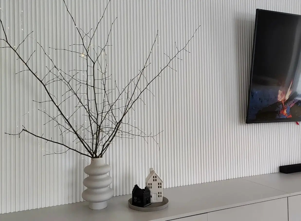 Riflaj decorativ 3D Mardom Decor Bialy Stretto Alb mat 270 x 12 x 1,2 cm