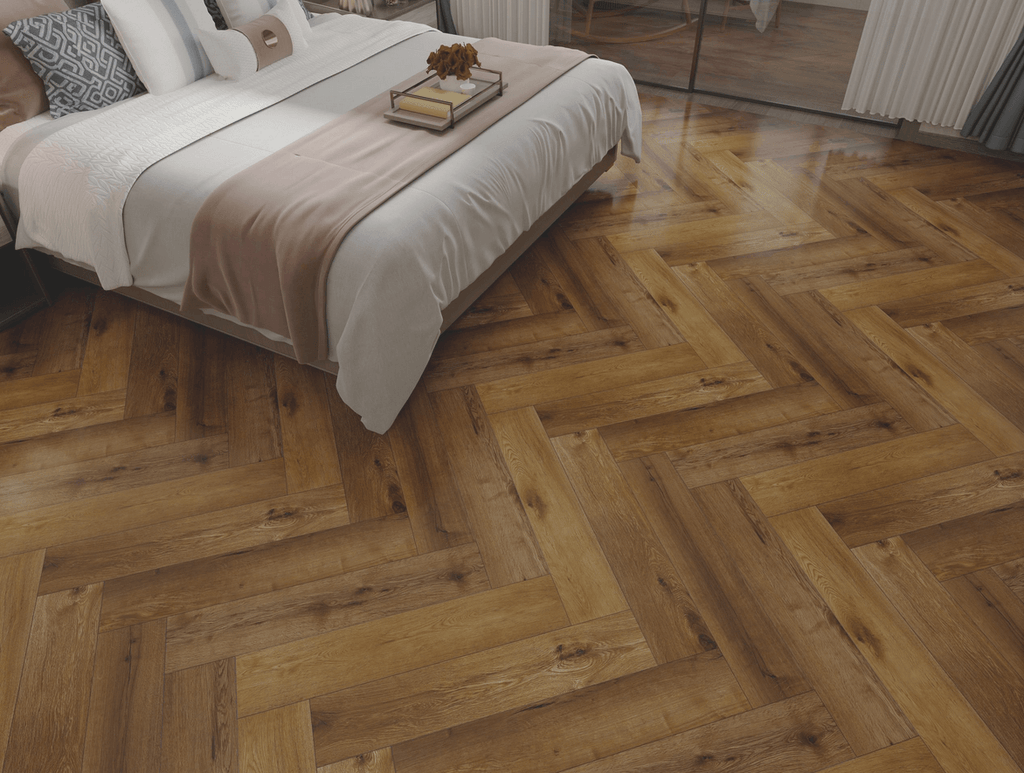 Parchet SPC Robust Stejar Burned Herringbone 6,5 mm