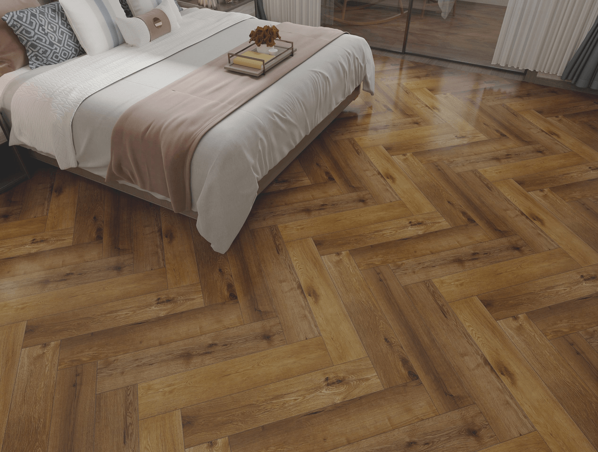 Parchet SPC Robust Stejar Burned Herringbone 6,5 mm