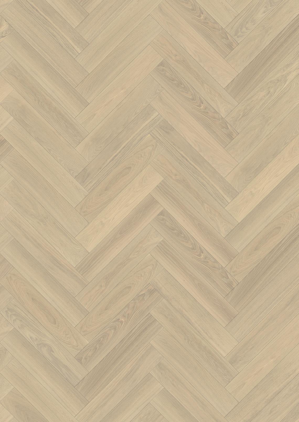 Parchet dublu stratificat Kahrs Herringbone Stejar AB Crème White Uleiat, 600 x 120 x 11 mm