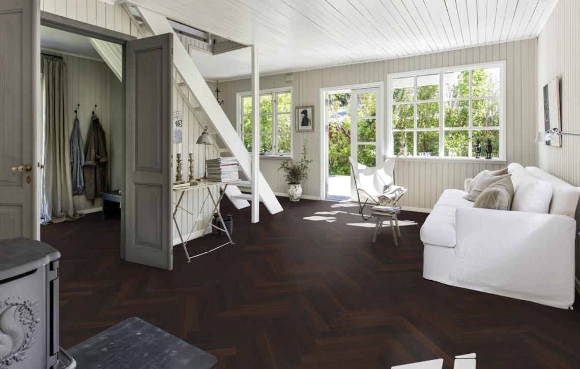 Parchet dublu stratificat Herringbone Kahrs Stejar AB Smoked Oiled, 490 x 70 x 11 mm