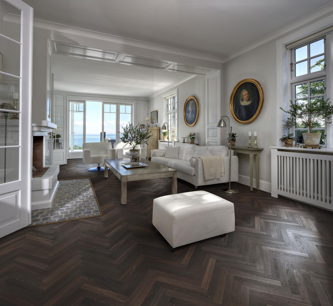Parchet dublu stratificat Herringbone Kahrs Stejar AB Smoked Oiled, 490 x 70 x 11 mm