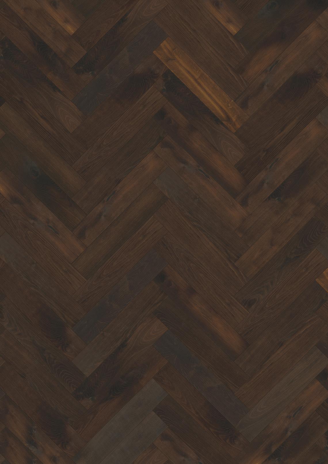 Parchet dublu stratificat Kahrs Herringbone Stejar CD Smoked Dark Uleiat, 600 x 120 x 11 mm