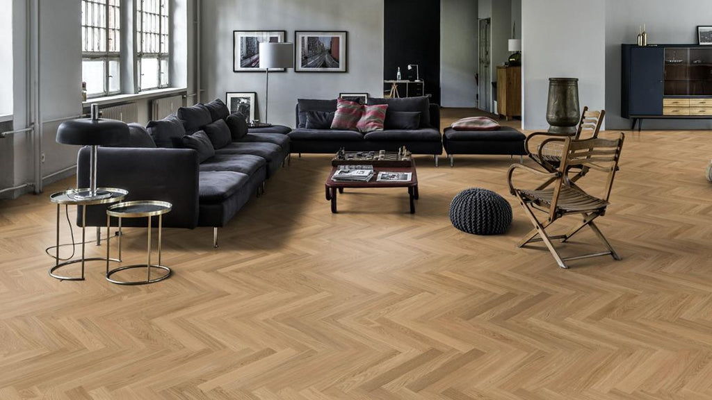 Parchet triplu stratificat Herringbone Kahrs Stejar AB Natural Oiled, 490 x 70 x 11 mm