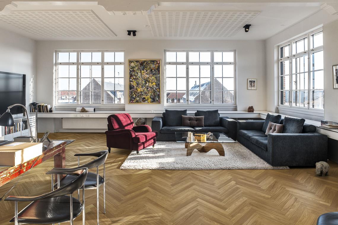 Parchet triplu stratificat Herringbone Kahrs Stejar AB Natural Oiled, 490 x 70 x 11 mm