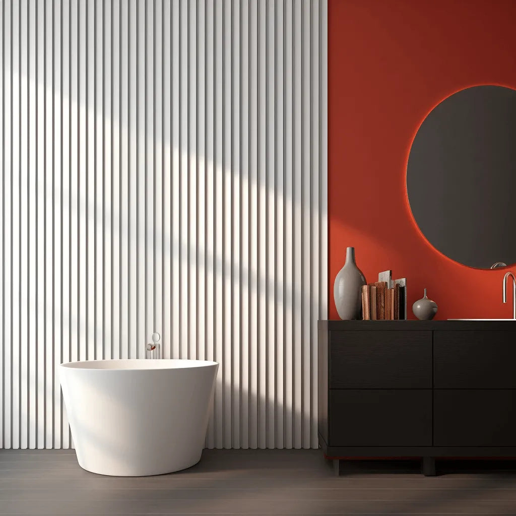 Riflaj decorativ 3D Mardom Decor Lumio Satinat Alb 270 x 24,7 x 1,3 cm