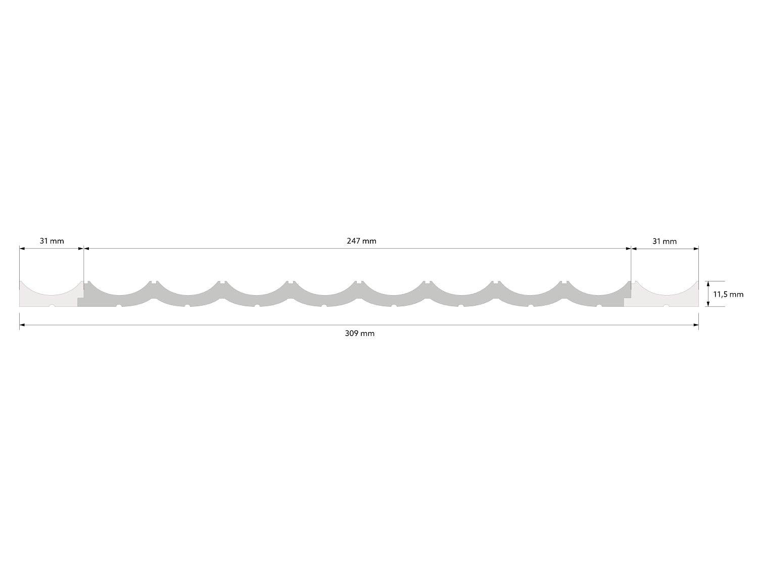 Riflaj decorativ 3D Mardom Decor Lumio Satinat Alb 270 x 24,7 x 1,3 cm