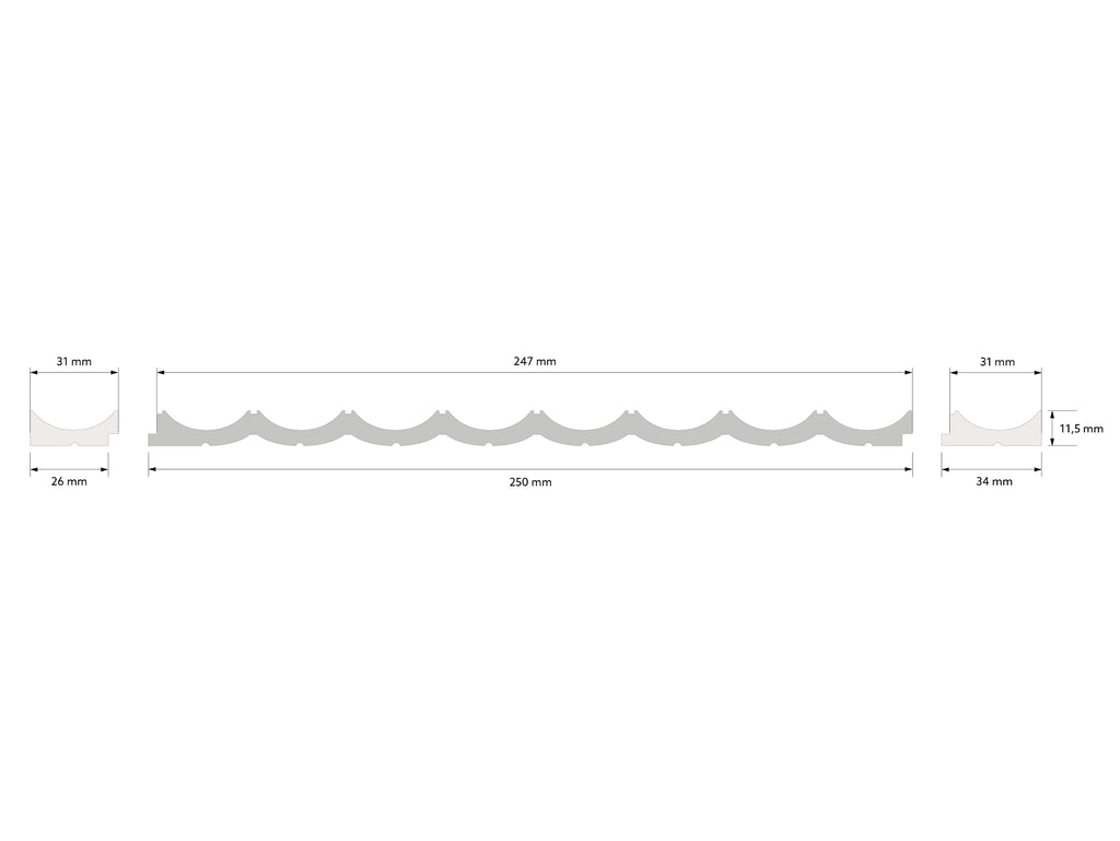 Riflaj decorativ 3D Mardom Decor Lumio Satinat Alb 270 x 24,7 x 1,3 cm