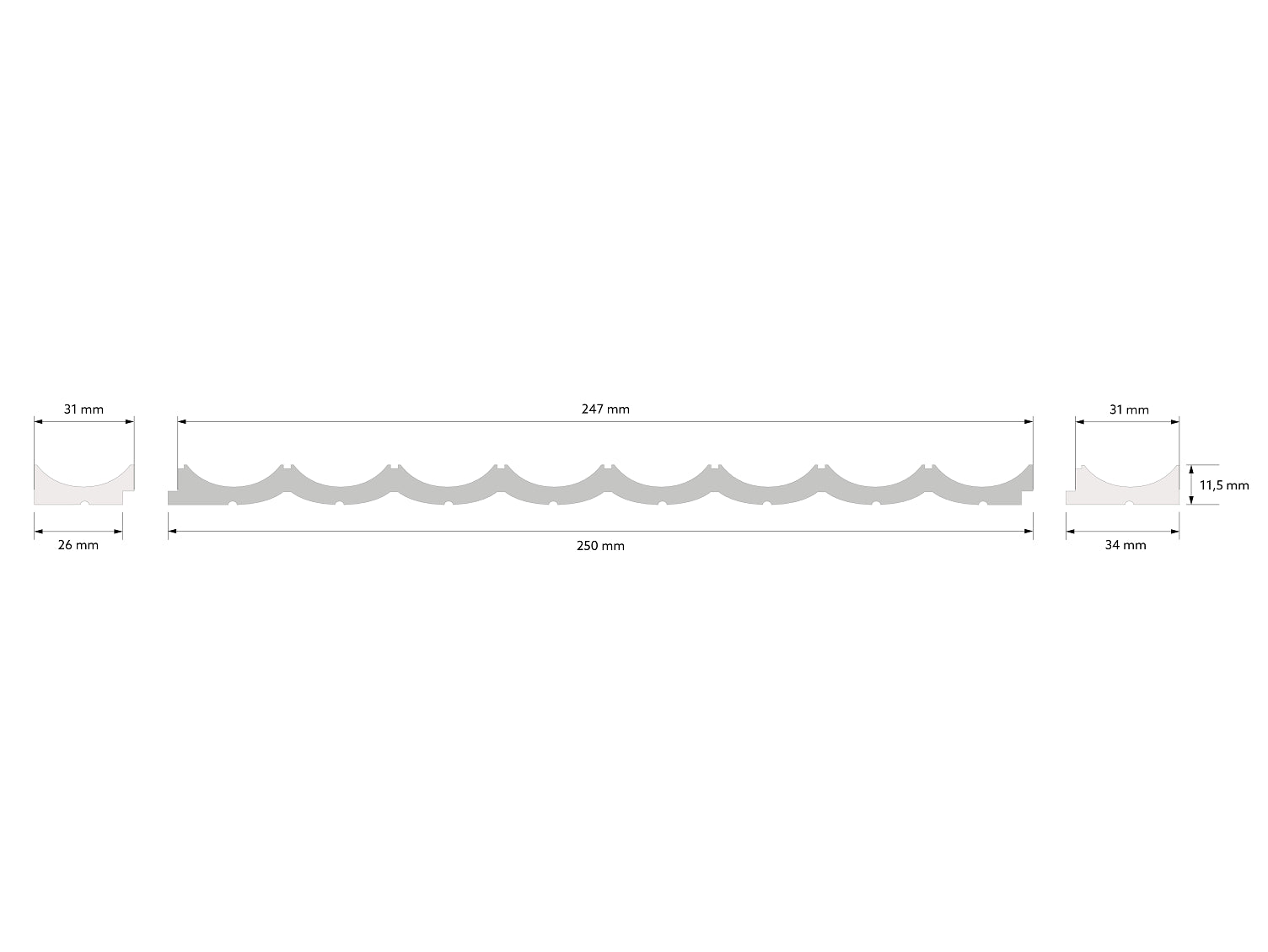 Riflaj decorativ 3D Mardom Decor Lumio Satinat Alb 270 x 24,7 x 1,3 cm