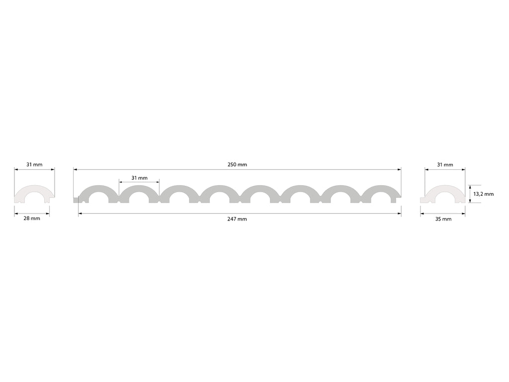 Riflaj decorativ 3D Mardom Decor Duna Mat Alb 270 x 24,7 x 1,3 cm