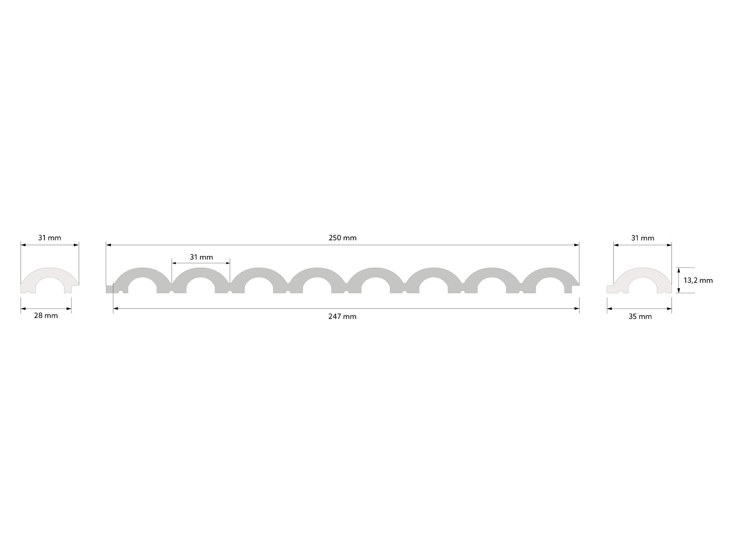 Riflaj decorativ 3D Mardom Decor Duna Mat Alb 270 x 24,7 x 1,3 cm